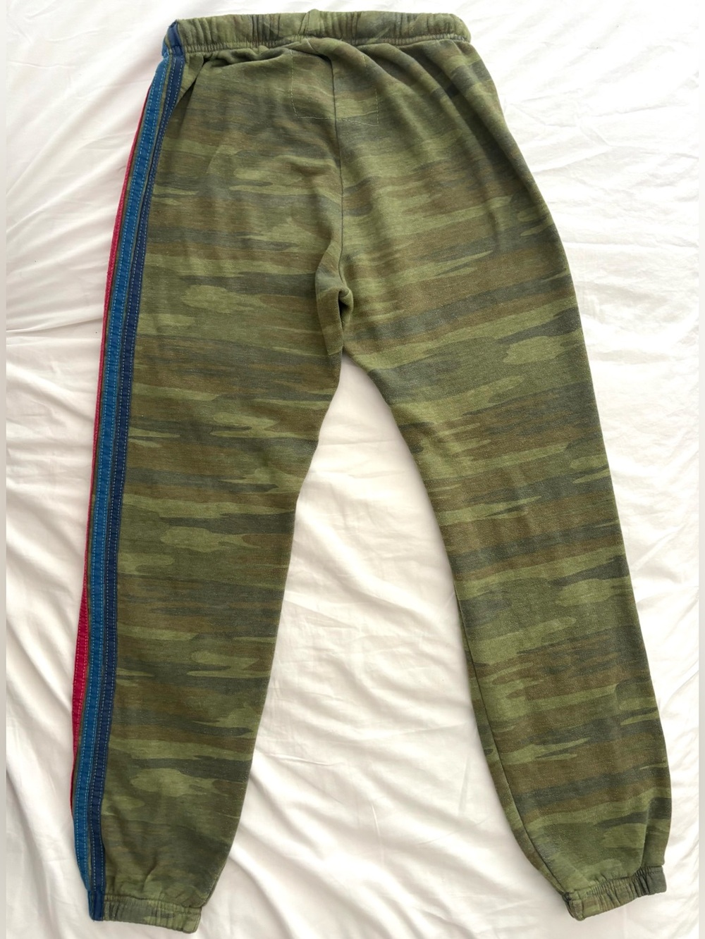 Aviator Nation Camo Track Pants with Classic Rainbow Side Stripe | Size Small - Picture 7 of 7